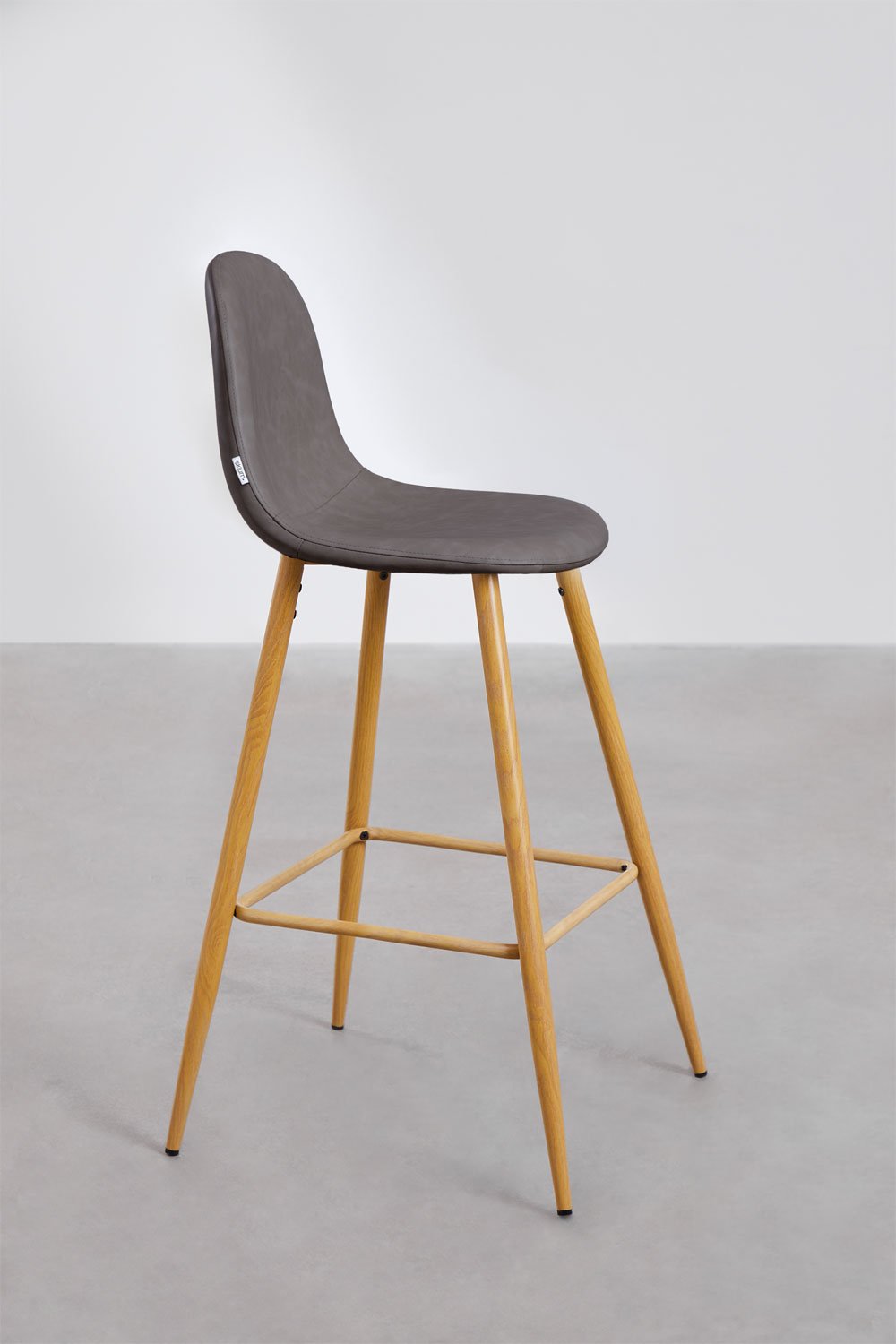 4er-Pack Barhocker 75 cm aus anthrazitgrauem Kunstleder und Beinen mit Holzfinish Glamm, Galeriebild 2