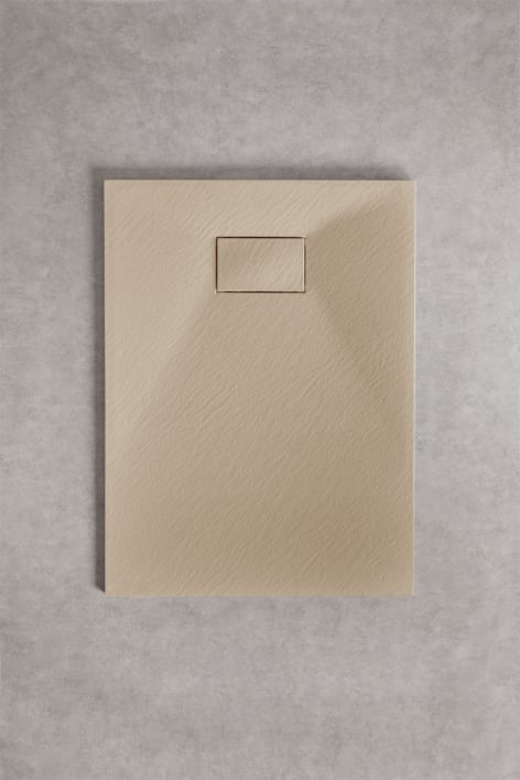 Rechteckige, rutschfeste und extraflache Duschwanne aus SMC-Harz 90x70 cm Hellsandbraun Soho