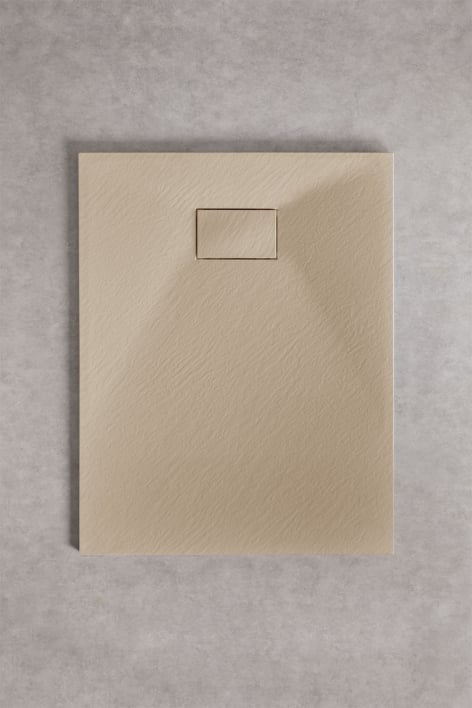 Rechteckige, rutschfeste und extraflache Duschwanne aus SMC-Harz 100x80 cm Hellsandbraun Soho