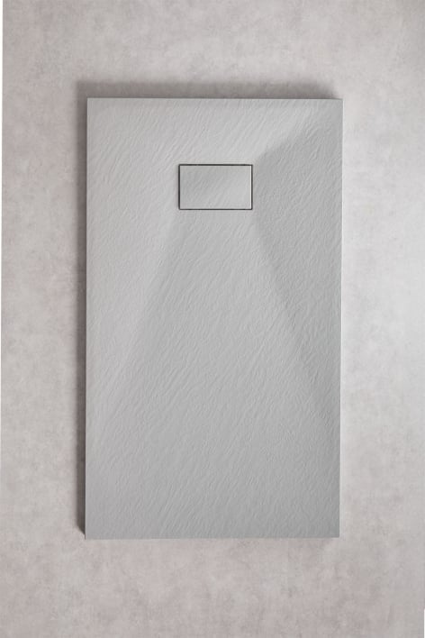 Rechteckige, rutschfeste und extraflache Duschwanne aus SMC-Harz 120x70 cm Hellgrau Soho