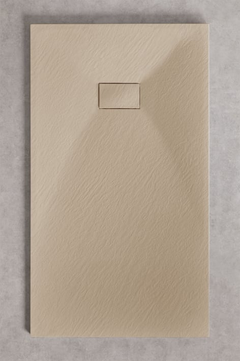 Rechteckige, rutschfeste und extraflache Duschwanne aus SMC-Harz 150x90 cm Hellsandbraun Soho