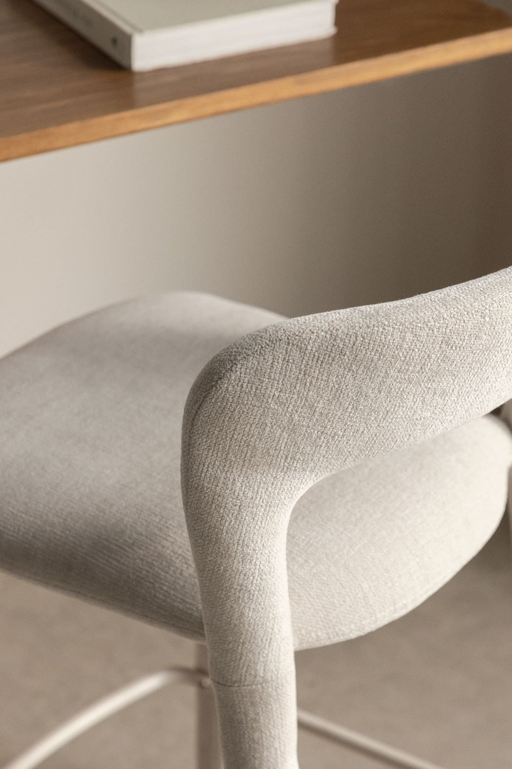 Barhocker 75 cm Rückenlehne Stoff Gebrochenes Weiß Brusel, Galeriebild 2