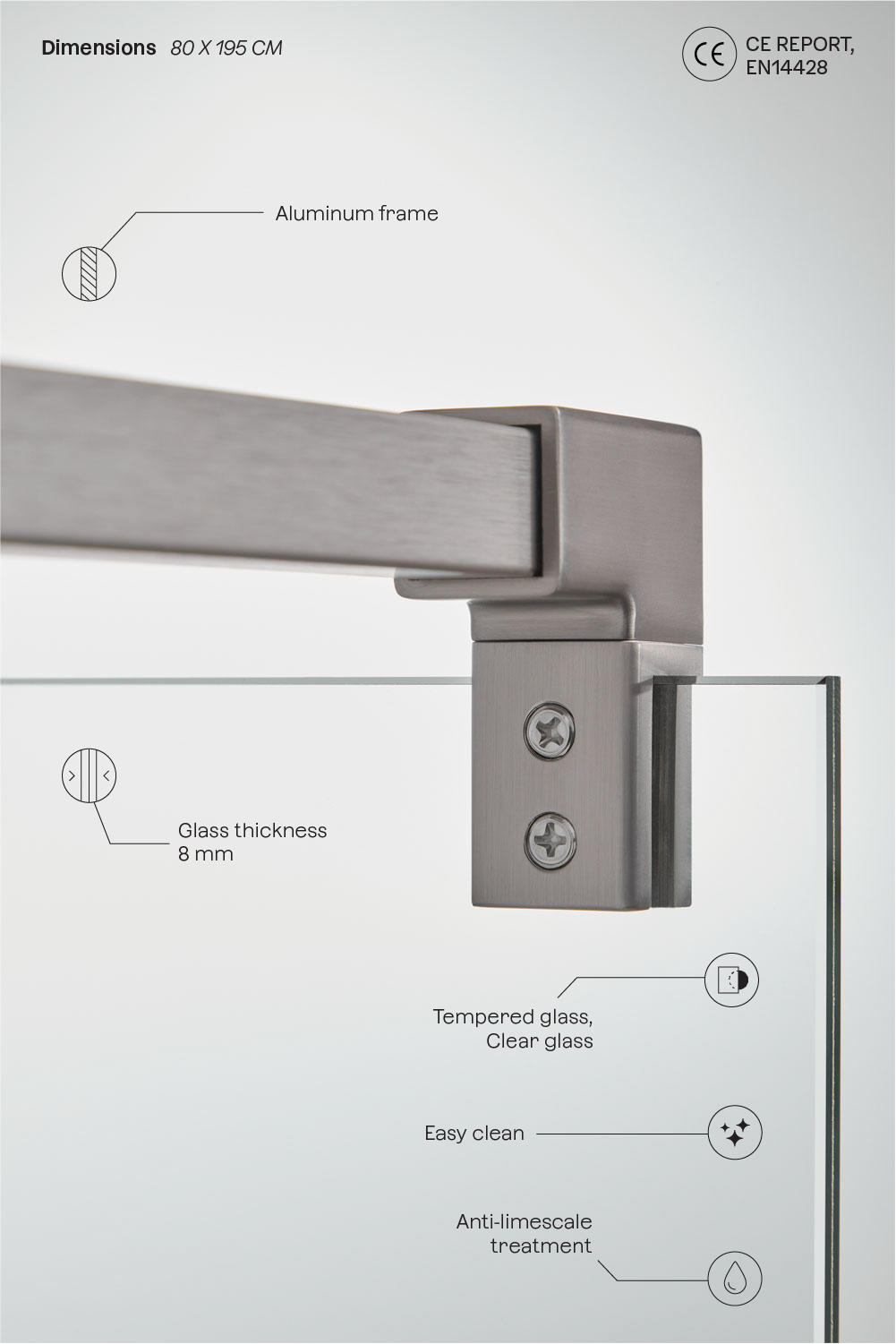 FELYL Duschwand 76,2 X 182,9 Cm – Mattschwarz, Gehärtetes 8 Mm Glas, Alurahmen, Wendbar Montierbar