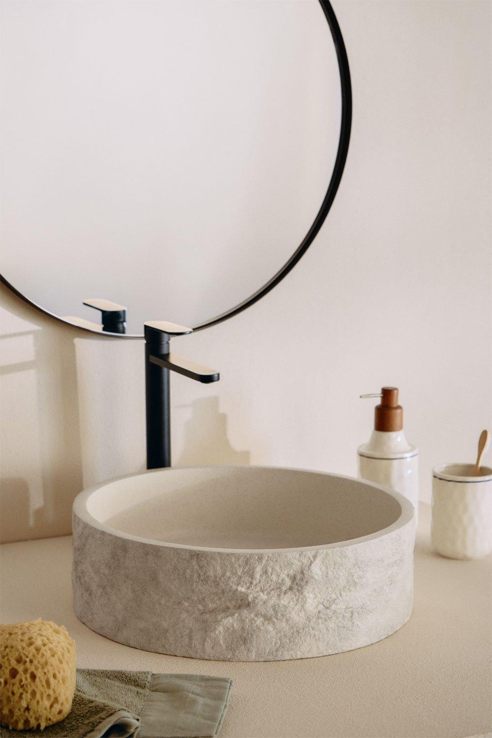 Rundes Waschbecken Ø40 cm aus Elbru-Zement, Galeriebild 1