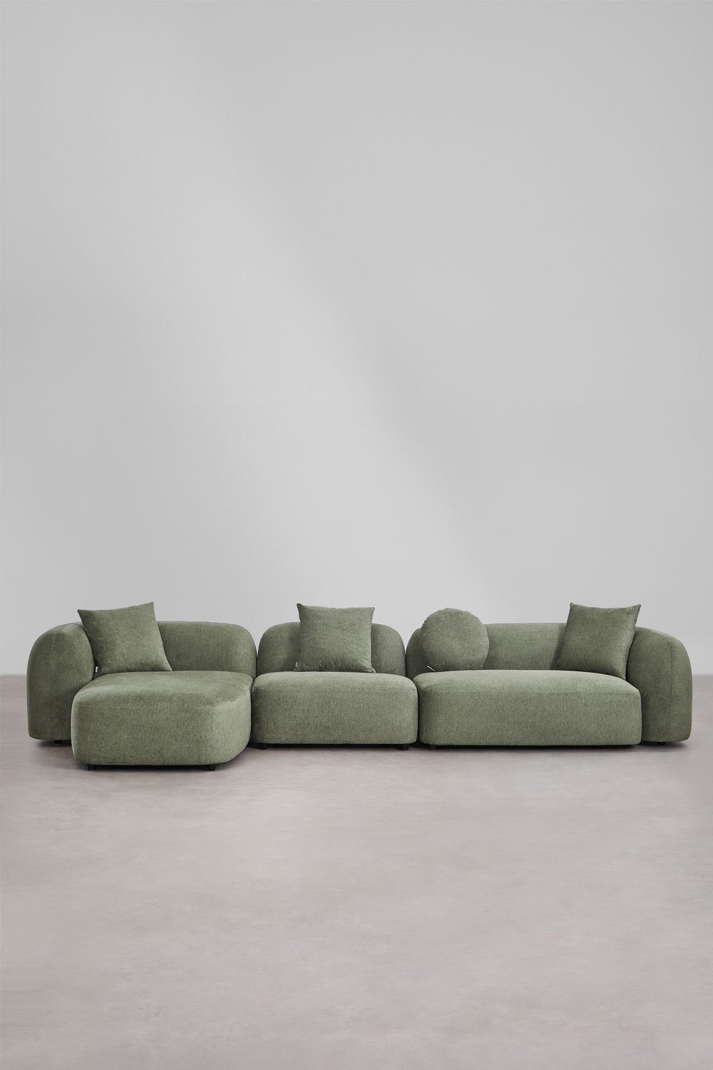 Modulares 3-teiliges Chaiselongue-Sofa links aus Coco-Chenille, Galeriebild 4