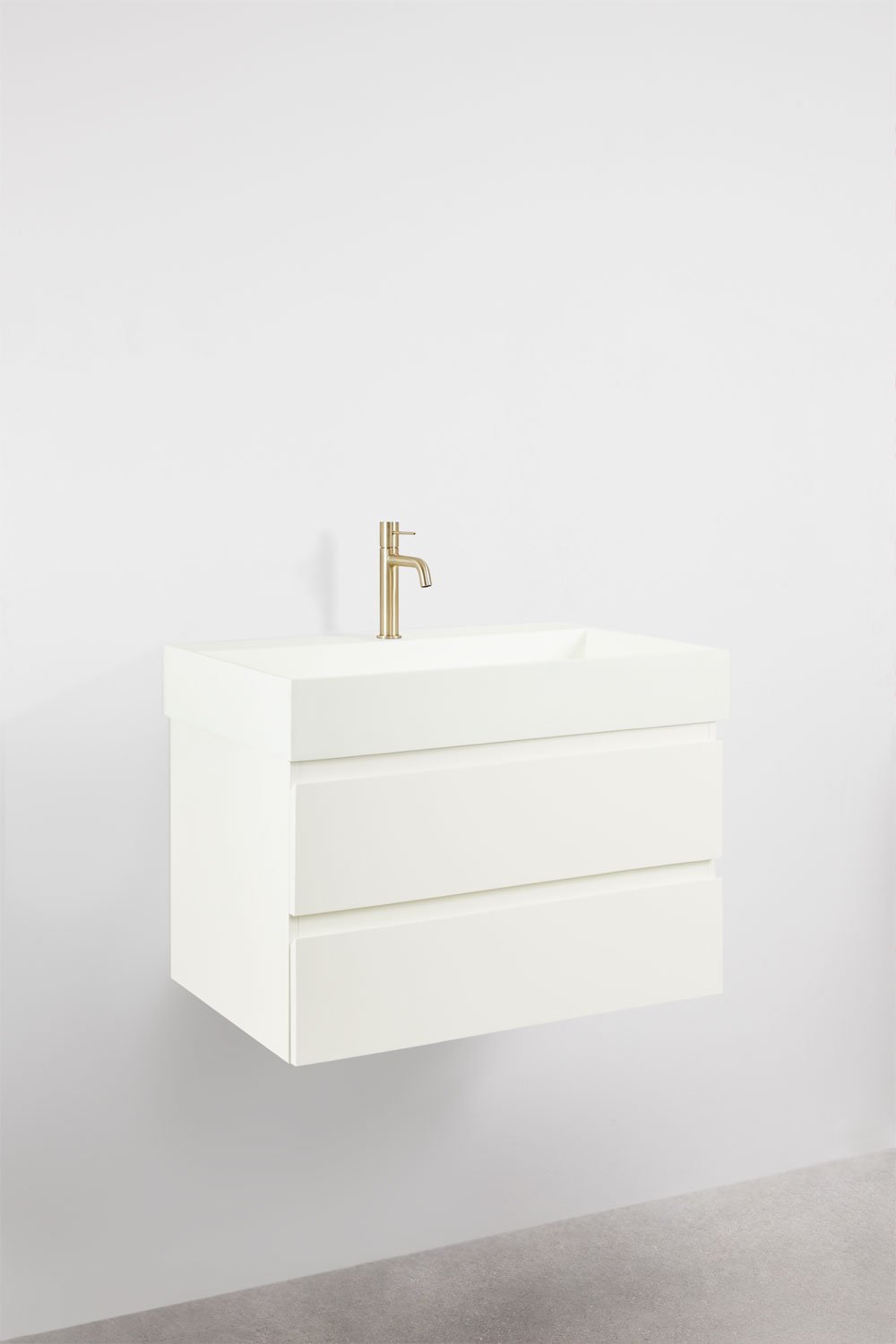 Badezimmerset aus Holz und Eschenfurnier mit integriertem Waschbecken Ona, Galeriebild 3