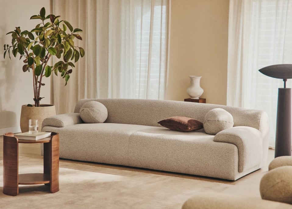 3-Sitzer-Sofa Shirina aus Bouclé-Stoff