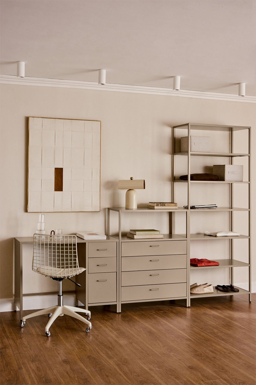 Janine Schreibtisch-, Schubladen- und Regalset aus Stahl, Galeriebild 1