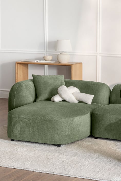 Linke Chaiselongue-Modul für modulares Sofa in Chenille Coco - Chenille Salbei Grün