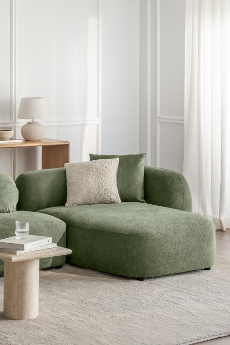 Rechtes Chaiselongue-Modul für modulares Sofa in Chenille Coco - Chenille Salbei Grün