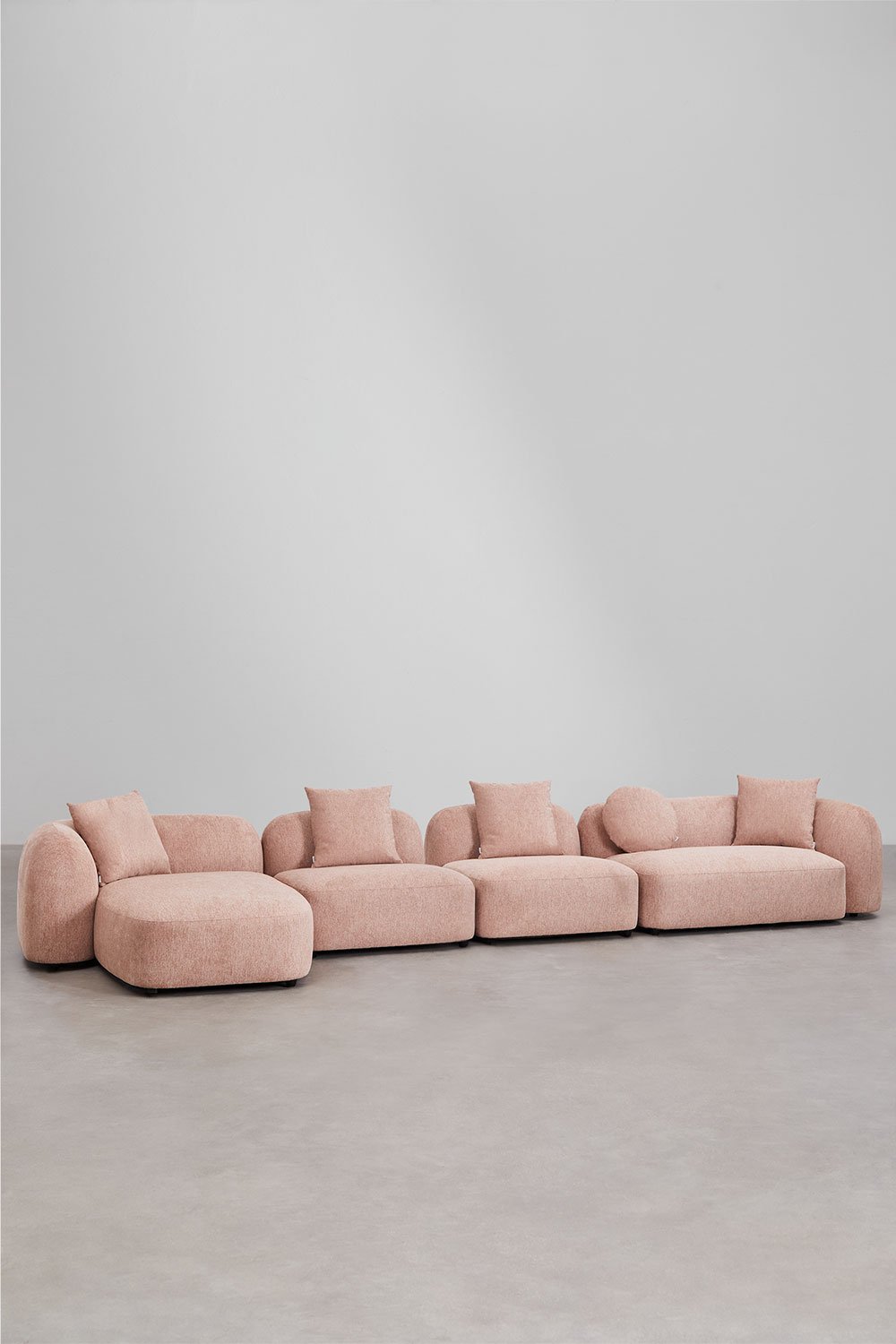 Modulares 4-teiliges Chaiselongue-Sofa links aus Coco-Chenille, Galeriebild 3