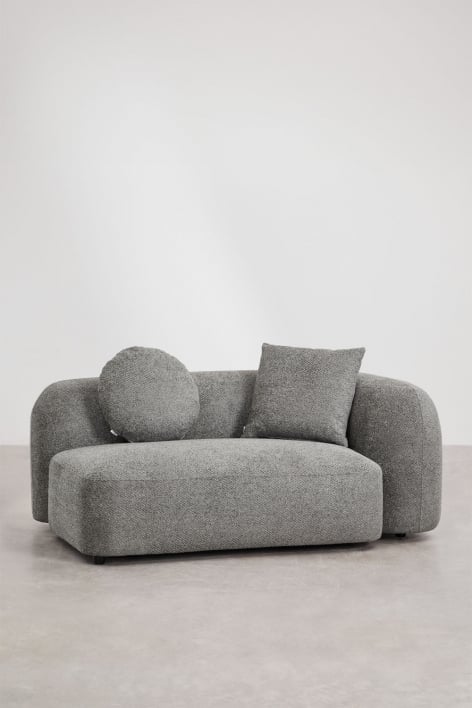 2-Sitzer-Eckmodul rechts für Modulsofa aus Coco-Chenille - Granitgraue Dicke Chenille