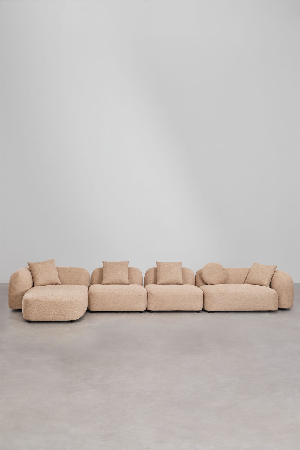 Modulares 4-teiliges Chaiselongue-Sofa links aus Coco-Chenille, Galeriebild 3