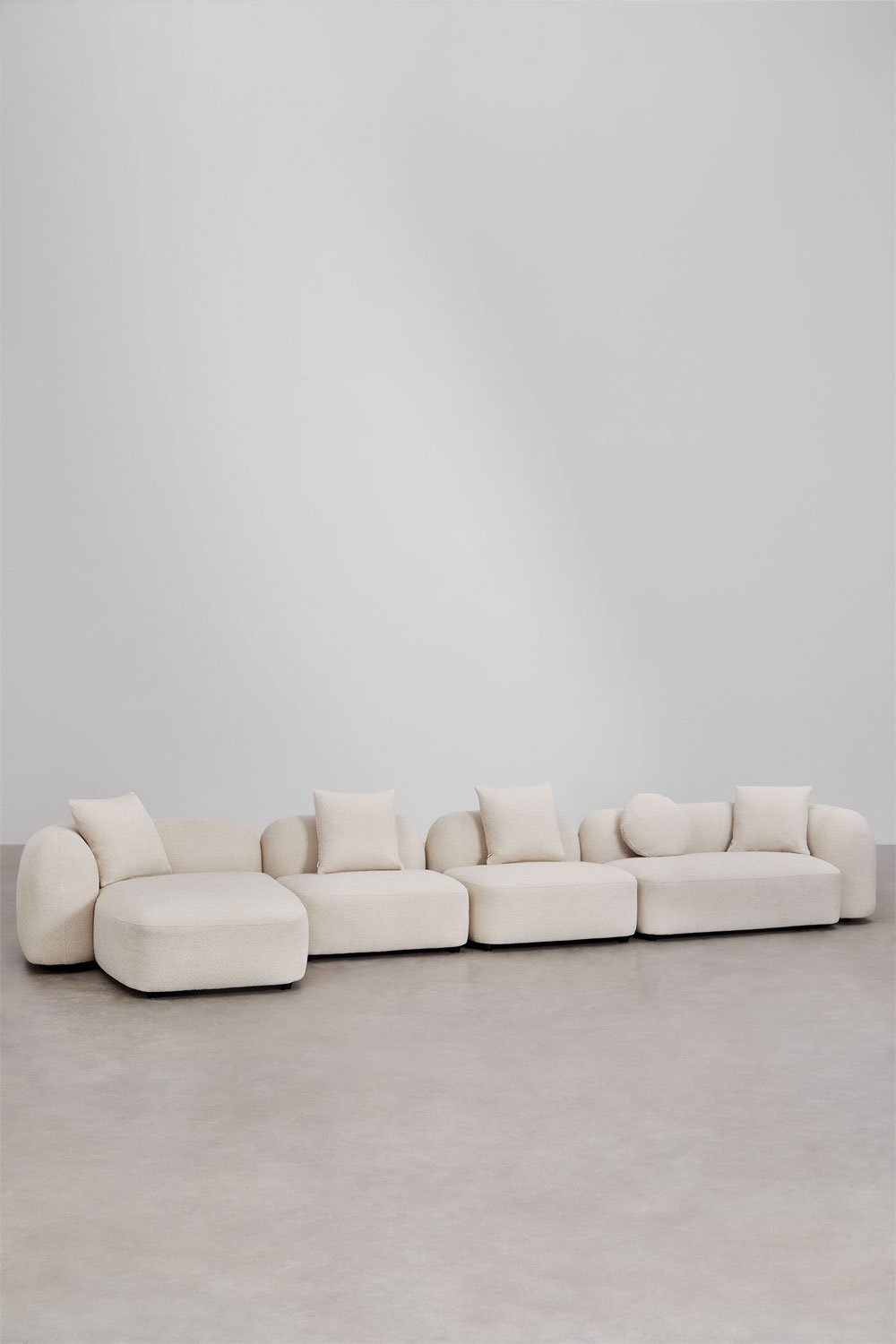 Modulares 4-teiliges Chaiselongue-Sofa links aus Coco-Chenille, Galeriebild 3