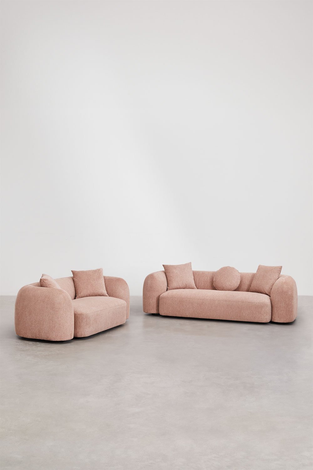 Wohnzimmer-Set mit modularem 3-Sitzer-Sofa und 2-Sitzer-Sofa in Coco Chenille, Galeriebild 3
