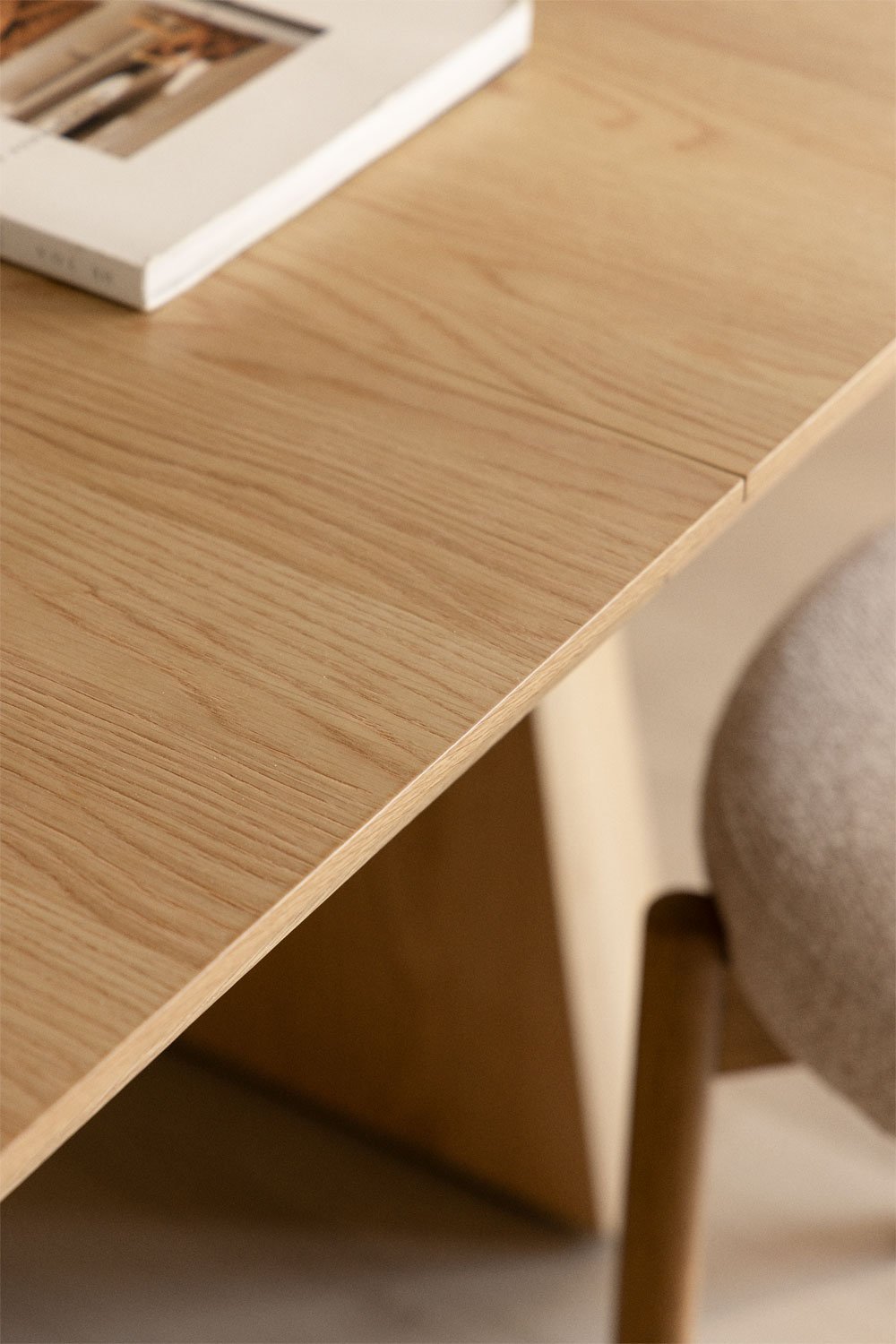 Ovaler Esstisch 180-240x105 cm ausziehbar aus MDF und Montana-Eichenfurnier, Galeriebild 3