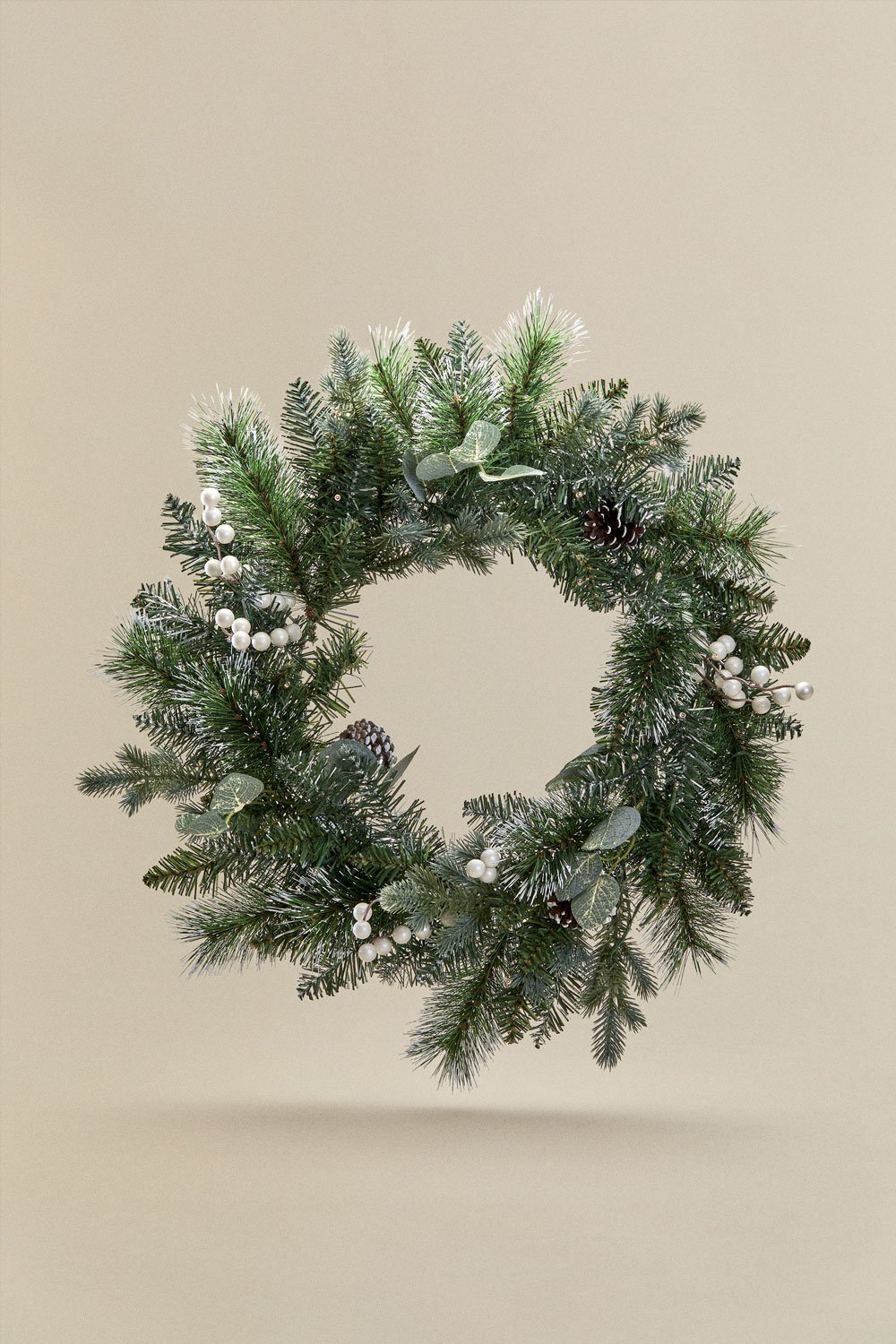 Dekorativer Weihnachtskranz Ø60 cm mit Tannenzapfen und Bhumi-Lichtern, Galeriebild 1