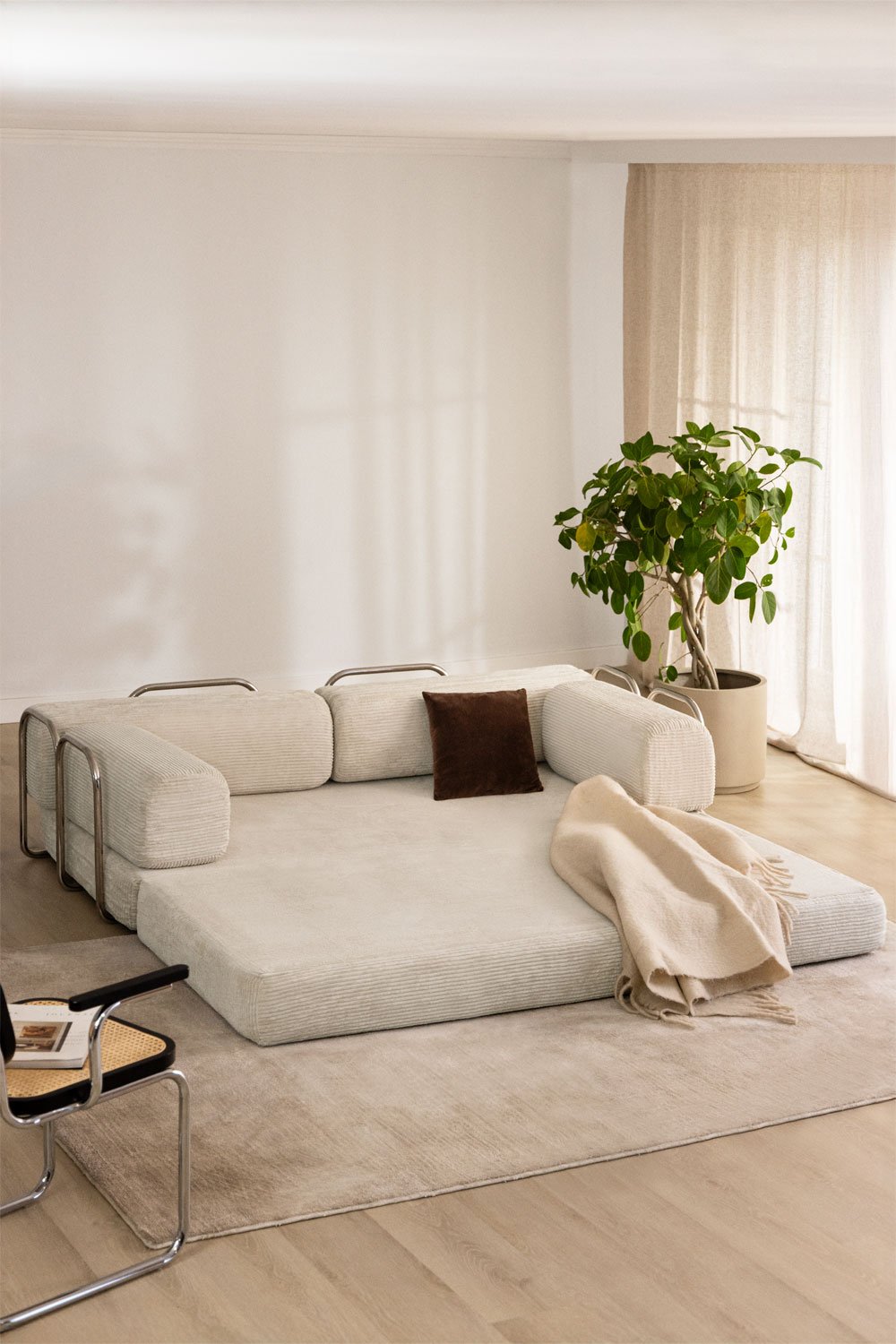 Igone vakuumverpacktes 2-Sitzer-Schlafsofa aus Cord, Galeriebild 2