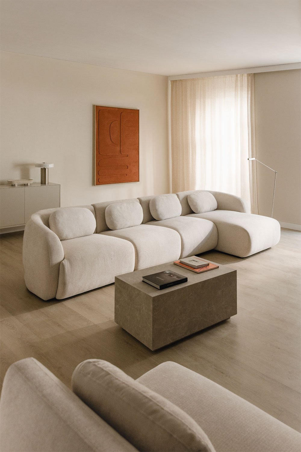 4-teiliges Chenille-Modulsofa Coquette mit Chaiselongue auf der rechten Seite, Galeriebild 1
