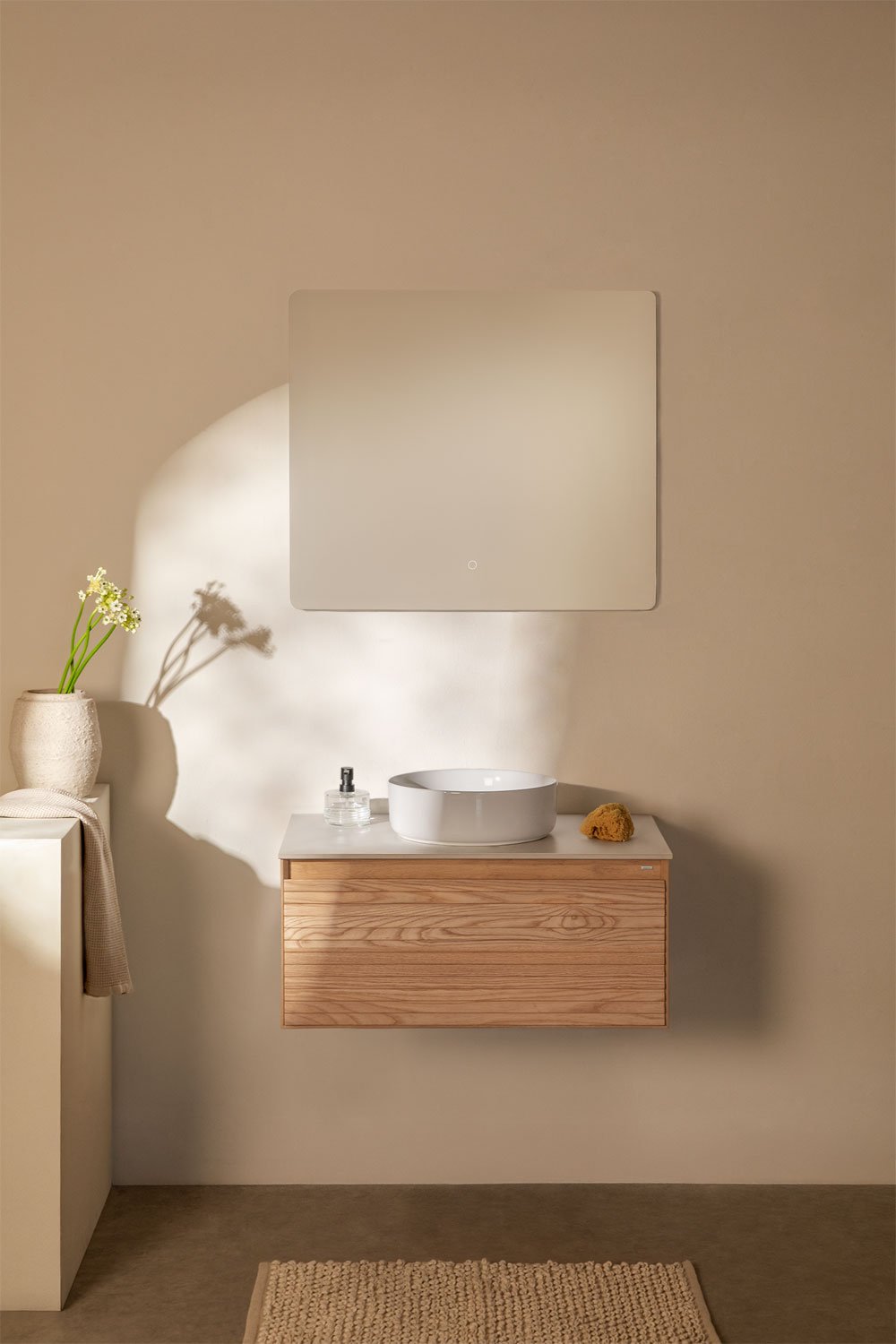Hängendes Badezimmermöbel-Set 80x50 cm aus Eschenholz Tedrik, Galeriebild 1