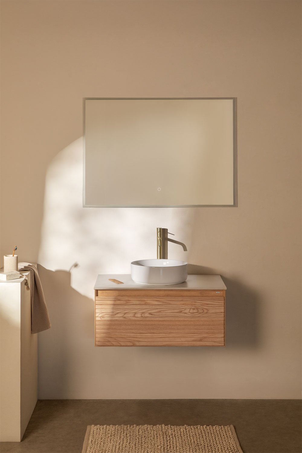 Hängendes Badezimmermöbel-Set 80x50 cm aus Eschenholz Tedrik, Galeriebild 1