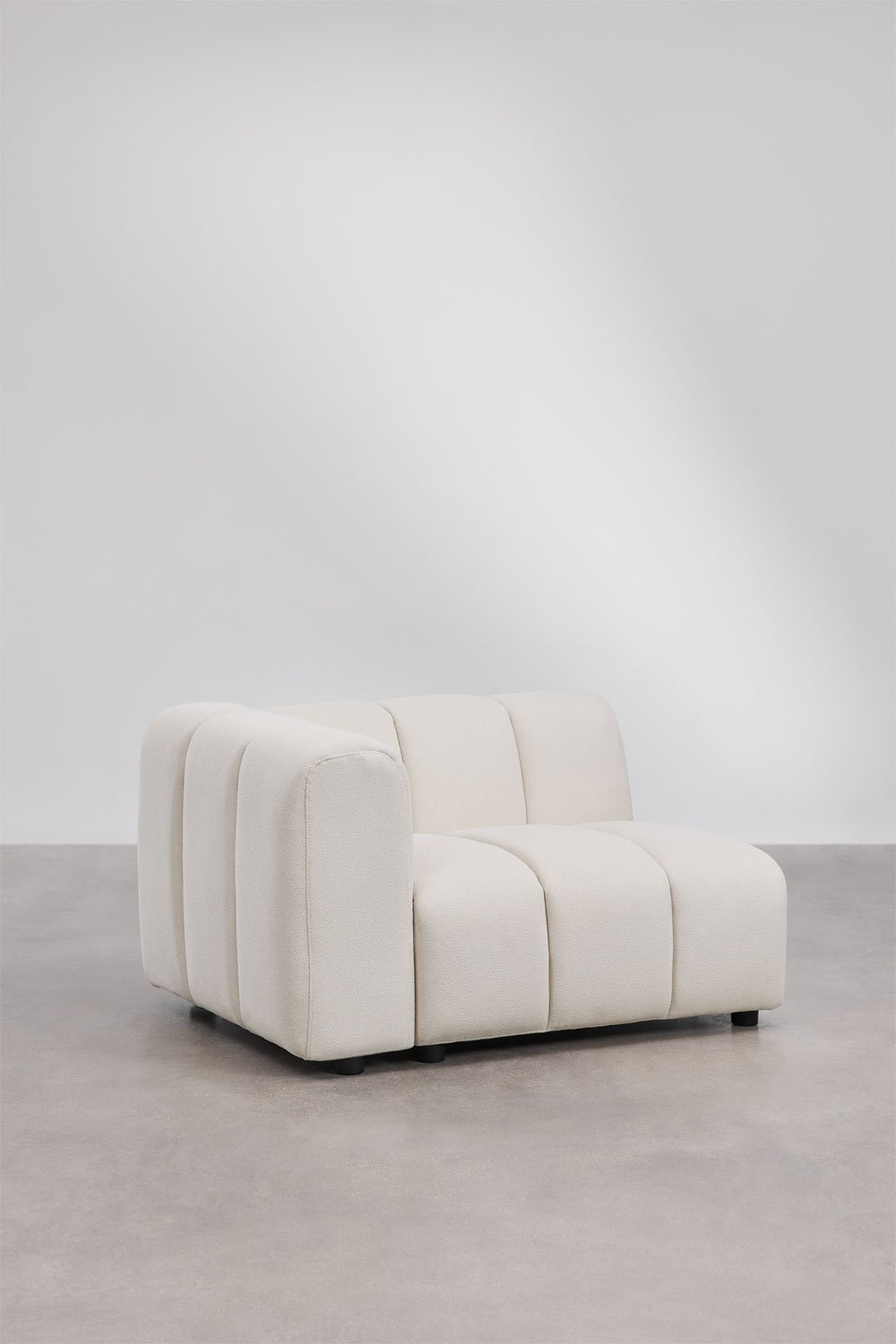 Eliot 2-teiliges Ecksofa und Pouf linksseitig aus Bouclé-Stoff, Galeriebild 4