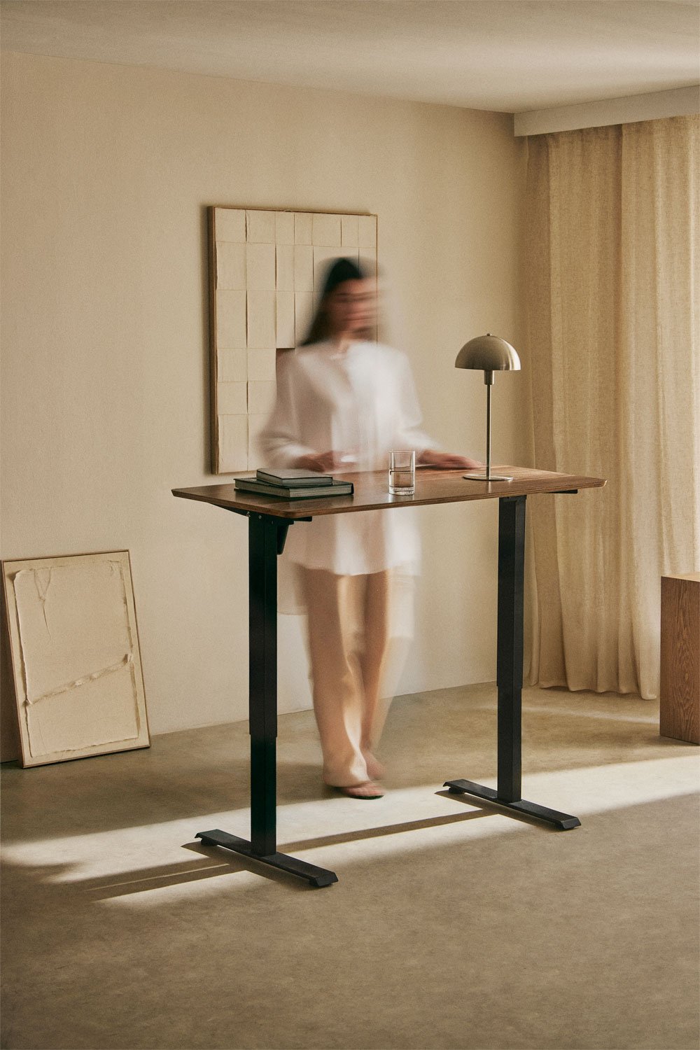 Serpi Rechteckiger elektrischer Lift-Schreibtisch 120x60 cm mit Memory-Funktion aus Holz und Eisen, Galeriebild 2