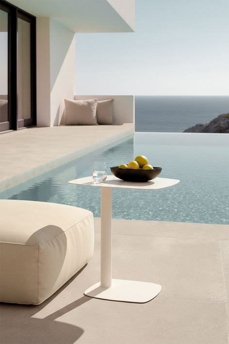 Rechteckiger Gartentisch 40x25 cm aus Edelstahl Odelia