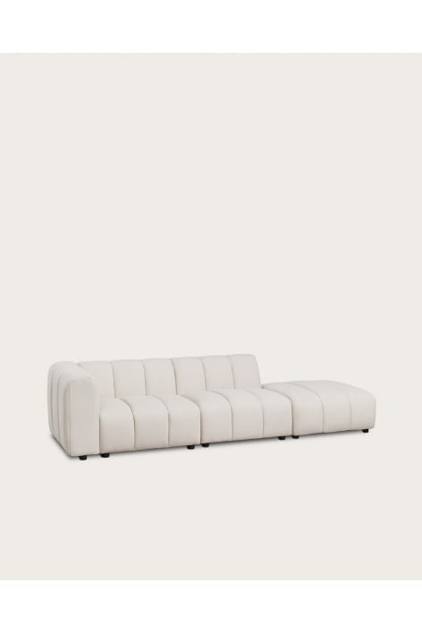 Eliot 2-teiliges Ecksofa und Pouf linksseitig aus Bouclé-Stoff