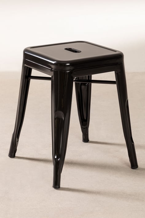 2er Pack Hocker niedrig 45 cm Stahl Schwarz Lix