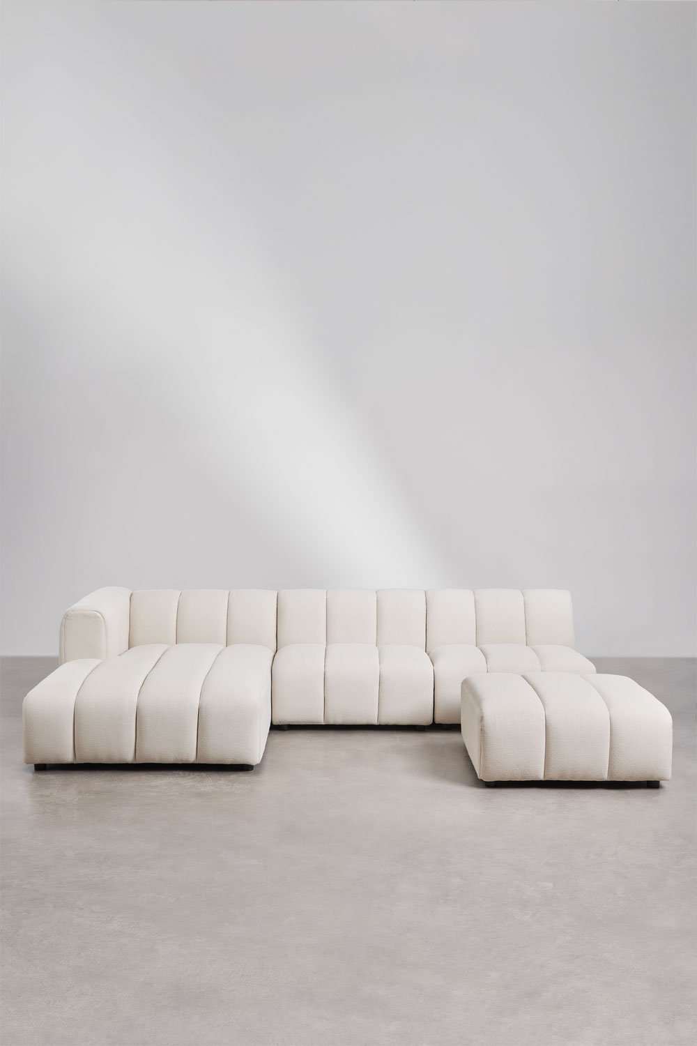 Modulares Ecksofa mit linker Chaiselongue, 3-teilig und Hocker aus Bouclé-Stoff Eliot, Galeriebild 3