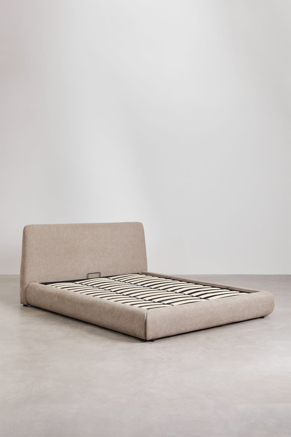 Bett mit Bettkasten für Matratze 180x200cm in sandbraunem Stoff Norena, Galeriebild 2