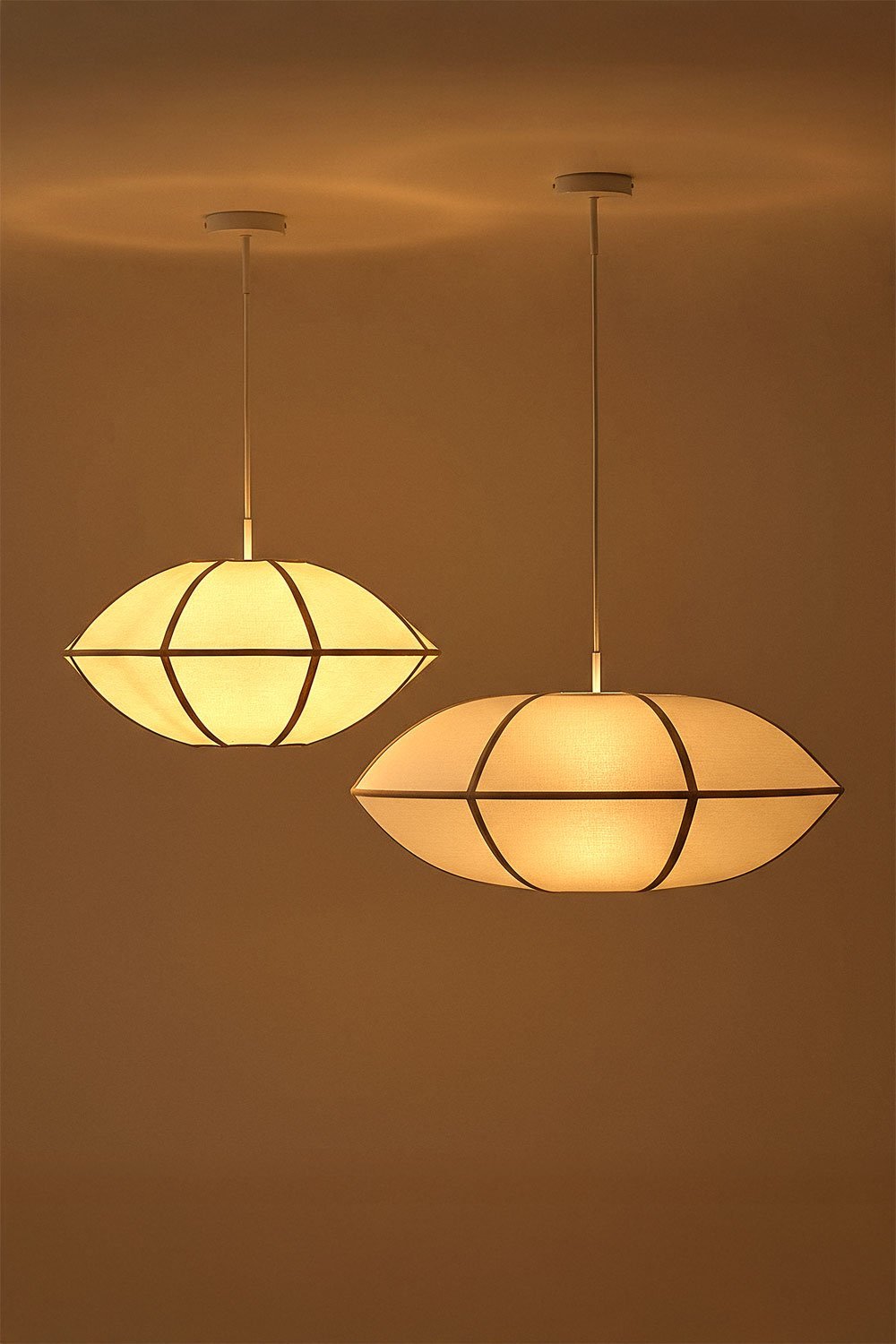 Set aus 2 hängenden Deckenlampen aus Leinen Patraix, Galeriebild 3