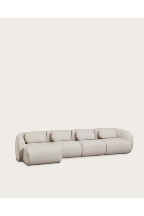 4-teiliges Chenille-Modulsofa Coquette mit Chaiselongue links