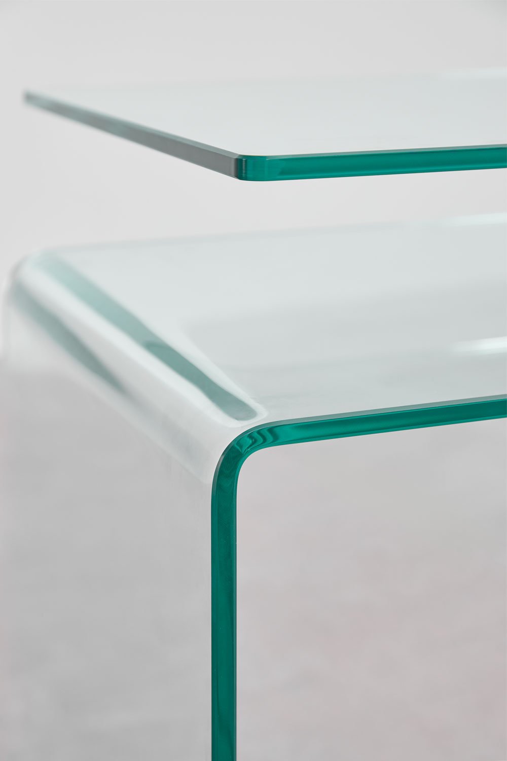 Pack mit 2 rechteckigen Nachttischen 40x35 cm aus gehärtetem Glas Diora, Galeriebild 7