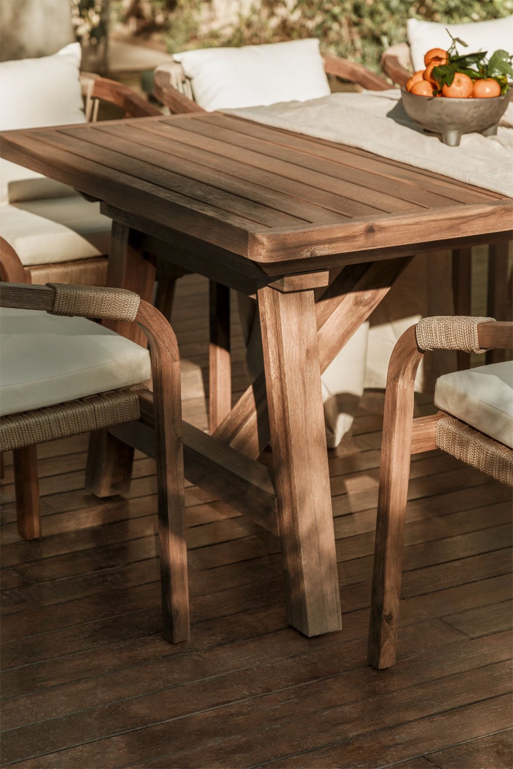 Ausziehbarer rechteckiger Gartentisch aus Dubai-Akazienholz, Galeriebild 2