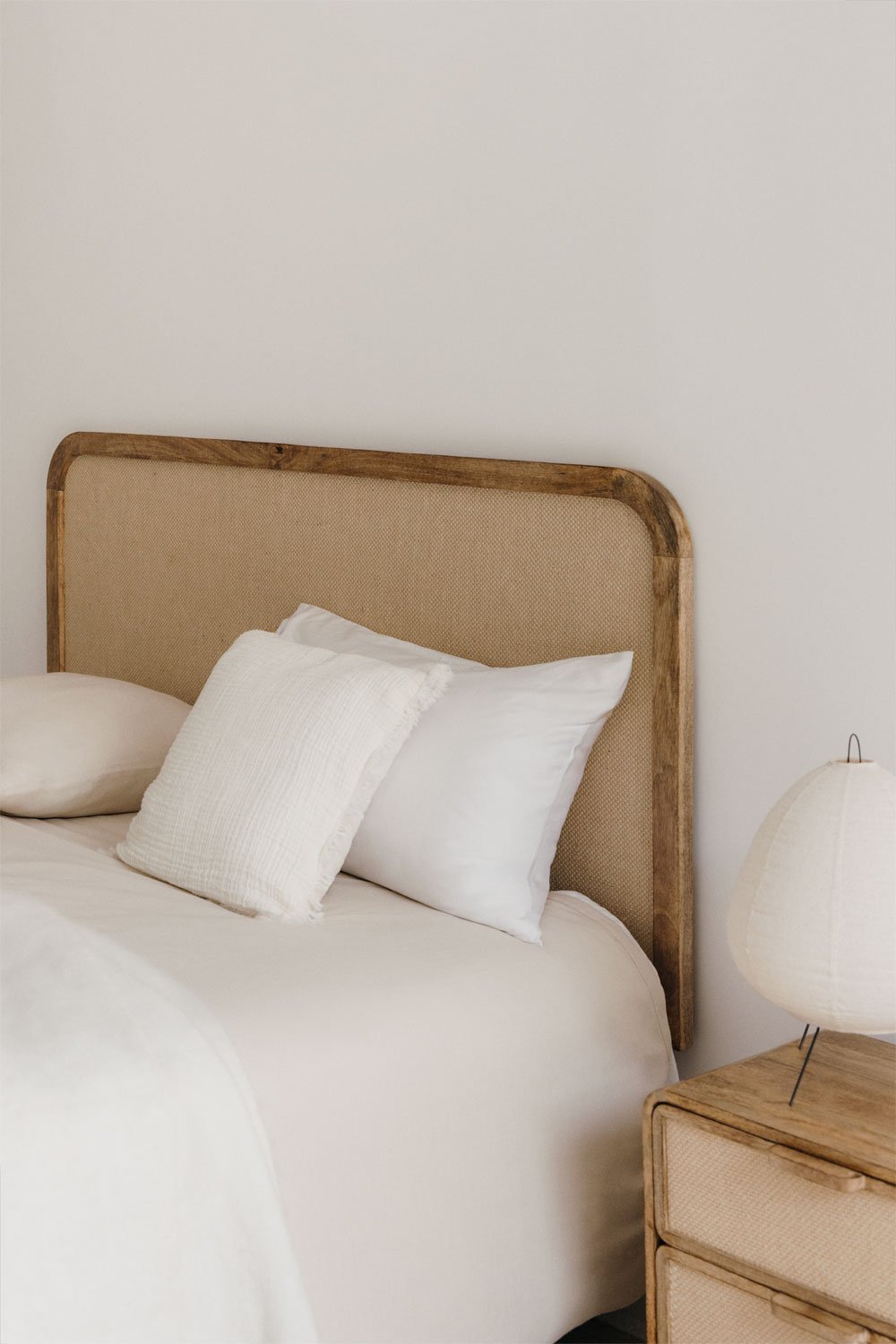 160 cm Kopfteil aus Mangoholz, MDF und Abrams-Jute, Galeriebild 1
