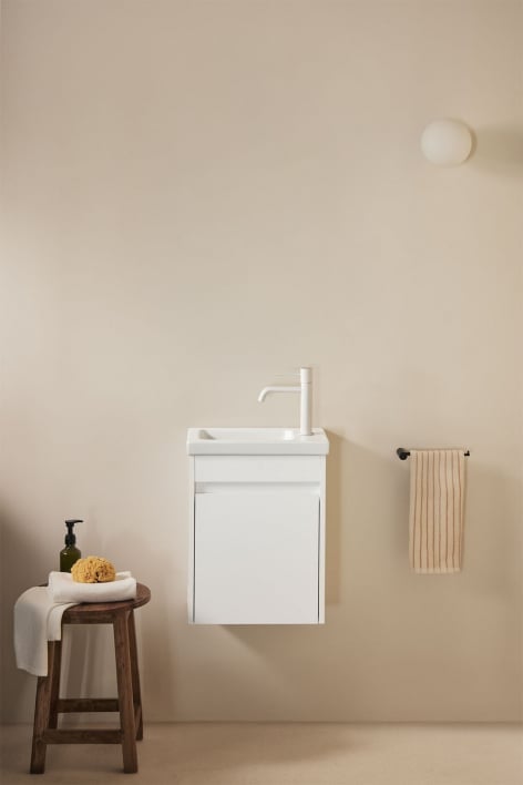 Narek Holz-Badezimmermöbel-Set mit integriertem Waschbecken - Weiss