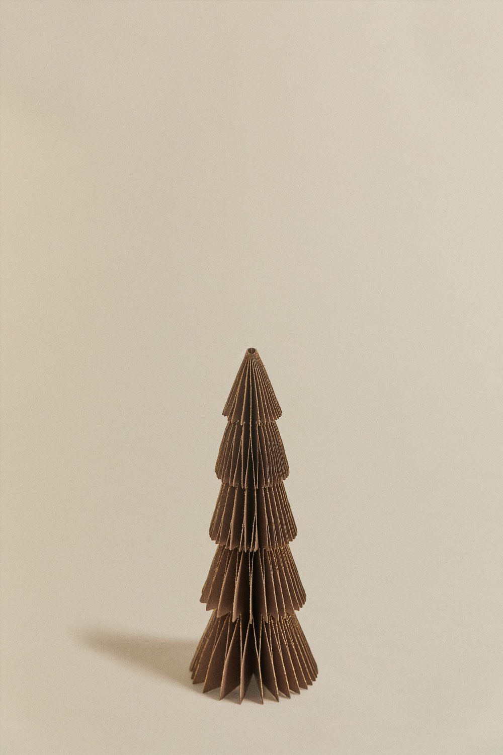 2er-Pack Weihnachtsbäume 15 cm aus Papier Karamellbraun glitzernd Jesper, Galeriebild 2