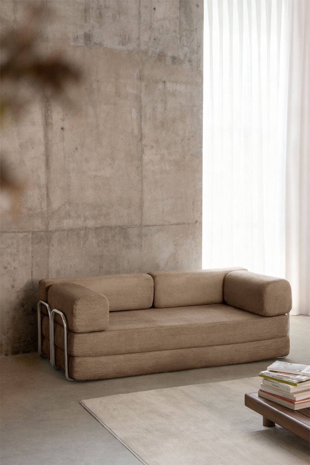 Zweisitziges Schlafsofa aus Vakuumverpacktem Cordstoff Igone, Galeriebild 1