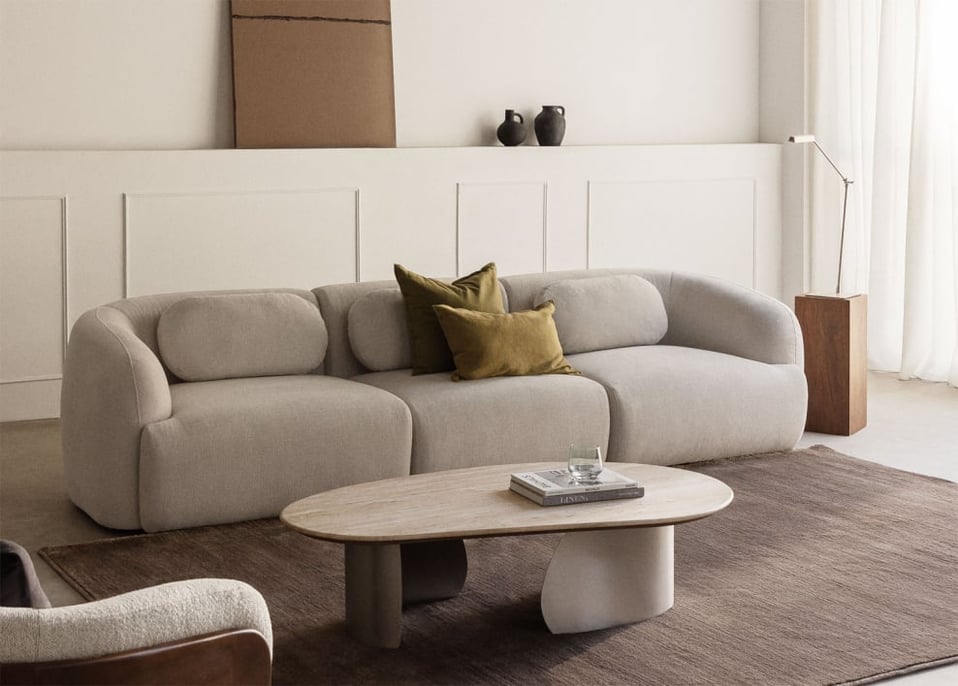 3-teiliges modulares Chenille-Sofa Coquette