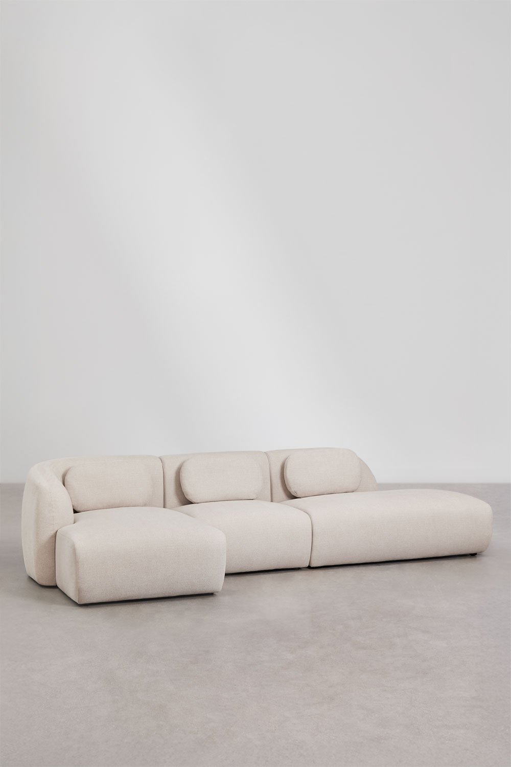 Modulares Ecksofa links 3-teilig mit Recamiere rechts aus Chenille Coquette, Galeriebild 3