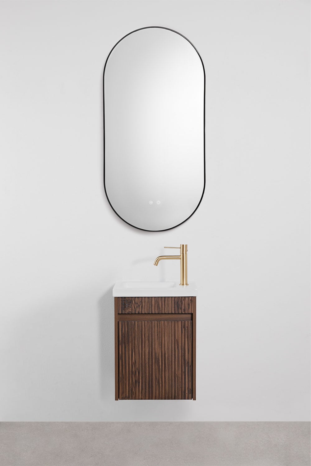 Hängendes Badezimmermöbel-Set aus Holz mit integriertem Waschbecken Narek, Galeriebild 1