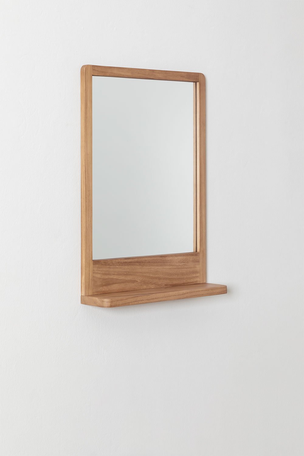 Wandspiegel rechteckig 50x70 cm mit Ablage aus Teakholz Mazure, Galeriebild 3