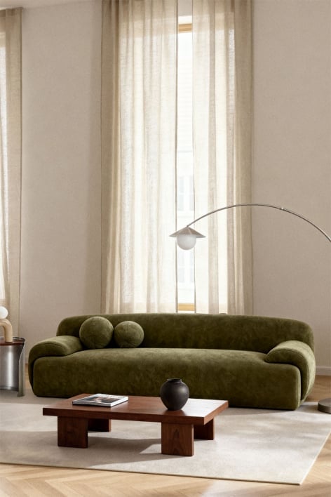 3-Sitzer Sofa Shirina bezogen - Grüne Chenille Army