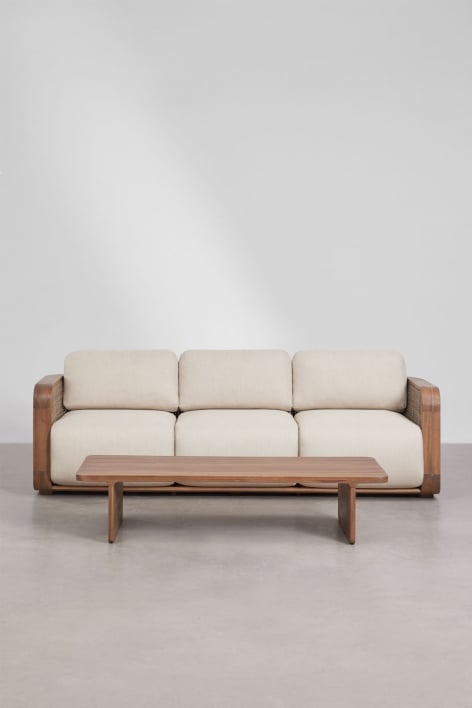 Gartenset mit 3-Sitzer-Sofa und Couchtisch aus Noira-Akazienholz