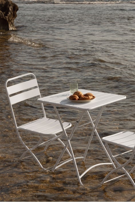 Klappbarer quadratischer Gartentisch 60x60 cm aus Stahl Janti