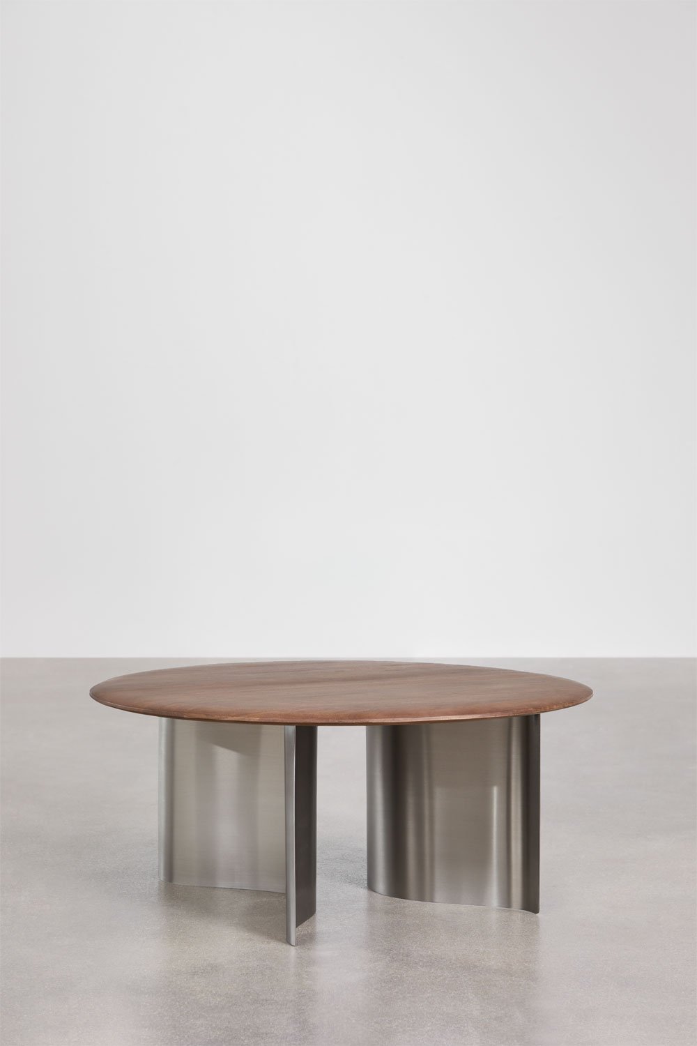 Set aus 2 runden Couchtischen aus Mangoholz und Edelstahl Marvion, Galeriebild 6