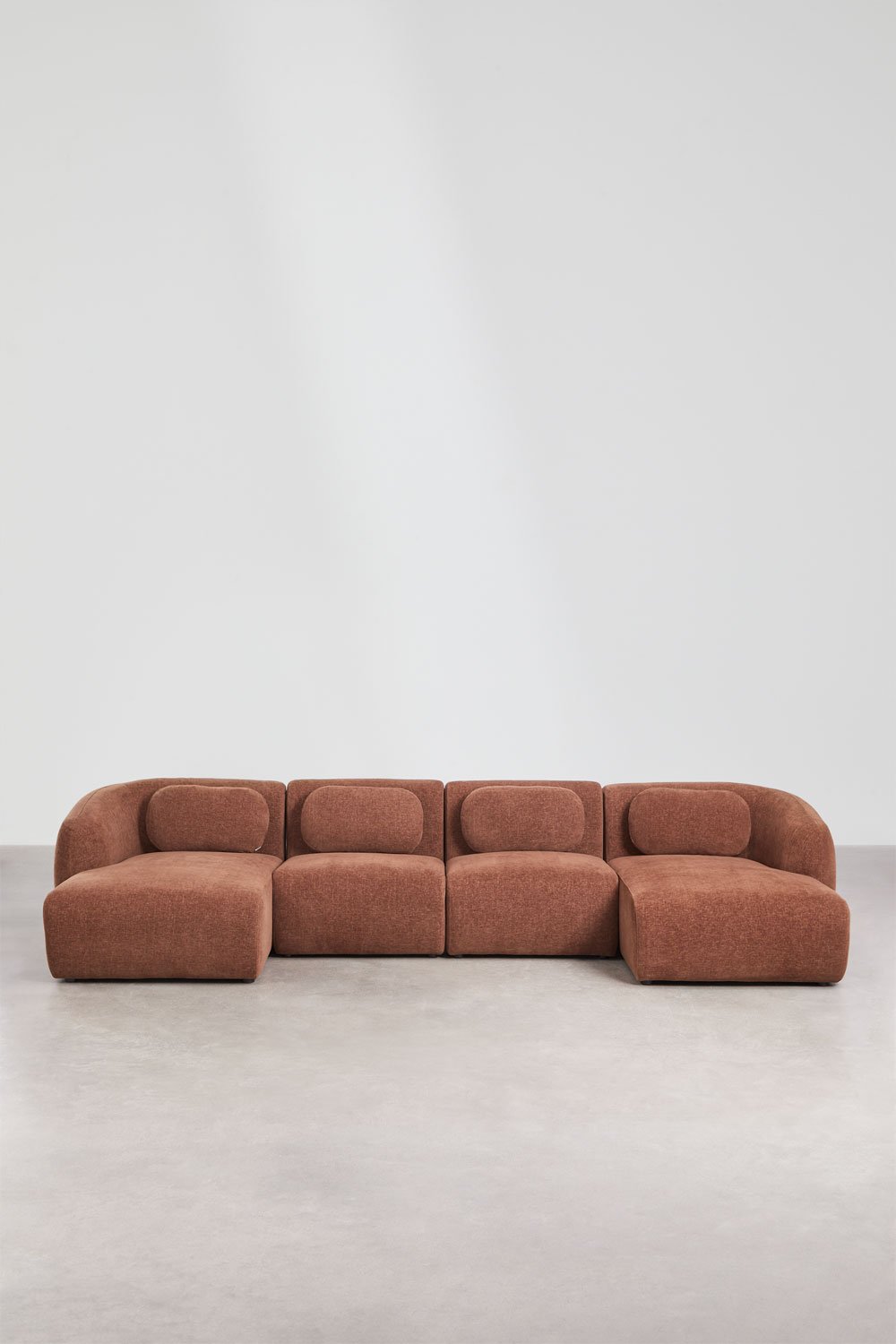 Modulares Sofa mit doppelter Chaiselongue aus 4 Teilen in Chenille Coquette, Galeriebild 5