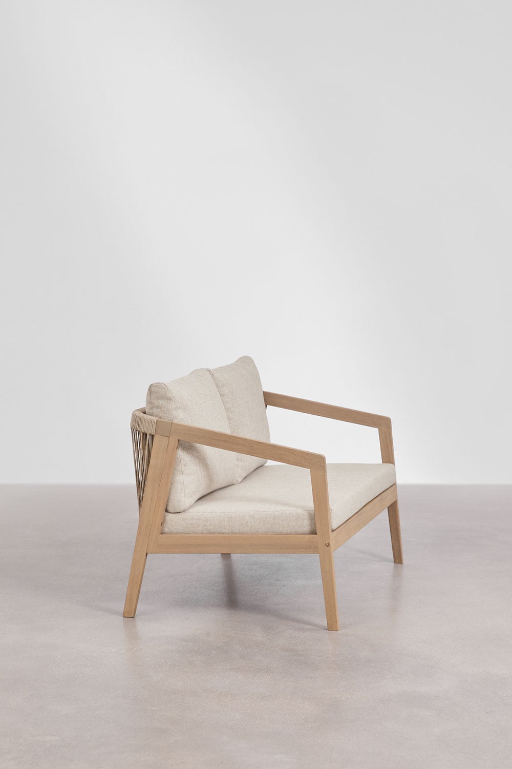 2-Sitzer-Sofa aus Akazienholz und geflochtenem Seil Kaela, Galeriebild 3